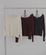 チョーカー付きシャギーニットトップス