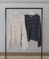 【12月上旬お届け商品】オーバーサイズシャギーボーダーニット