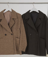 ガンクラブチェック柄テイラードダブルジャケットコート