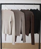 プレーティングリブニットトップス