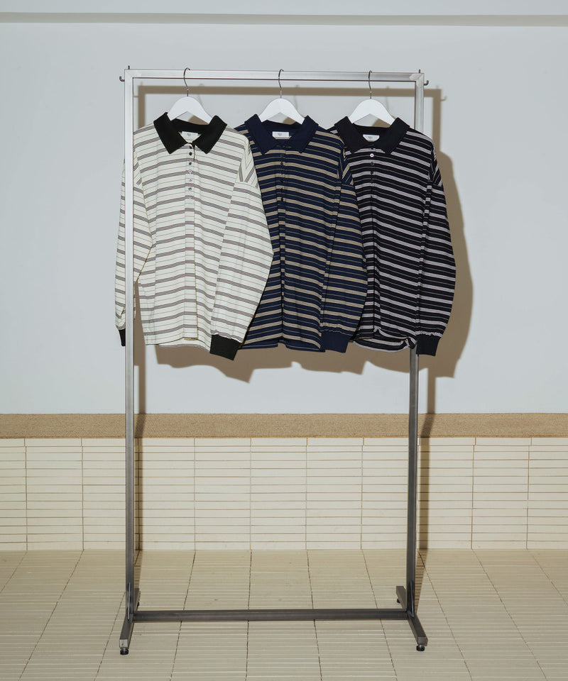 オーバーサイズボーダーポロTシャツ