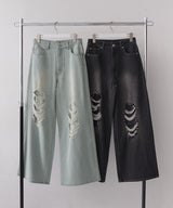 レースダメージデニムパンツ