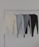 ポロニットボディスーツトップス