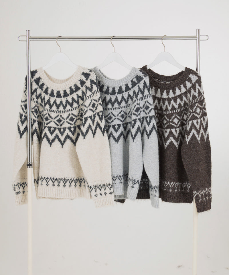 ノルディック柄オーバーサイズニット